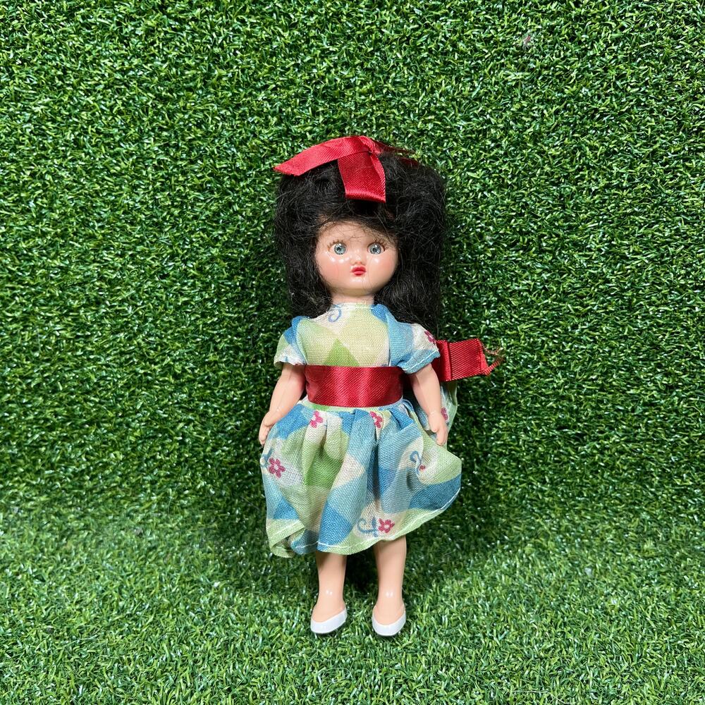 Vintage 50s Hollywood Doll Company Doll Japan Sleep Eyes Brunette Original Dress
